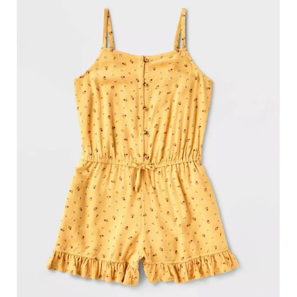 Girls' Adaptive Sleeveless Floral Romper, Medium